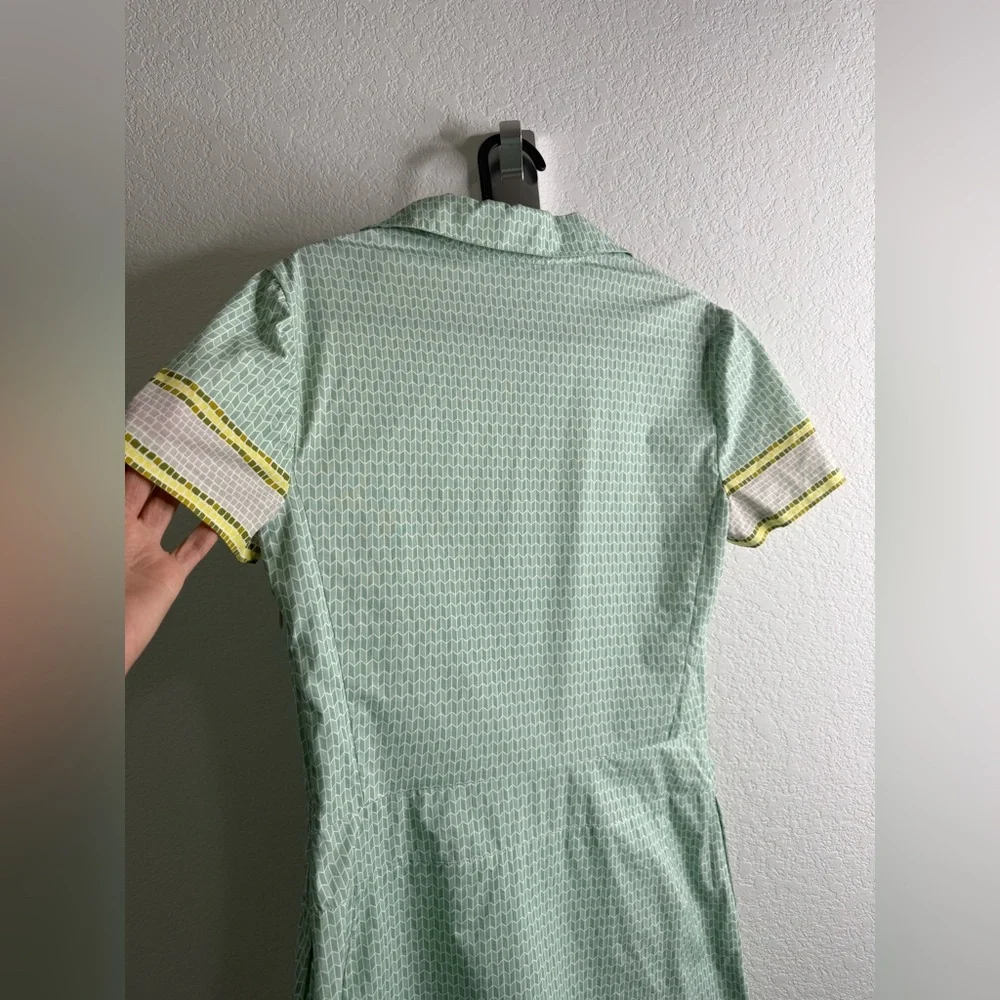 Tory Burch Emmy green pleated cotton stretch shirt dress Sz 4